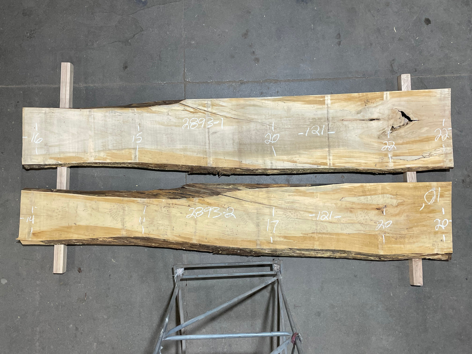 Maple - Bookmatch set (2893) 121" L x 26-42" W x 2.5" T