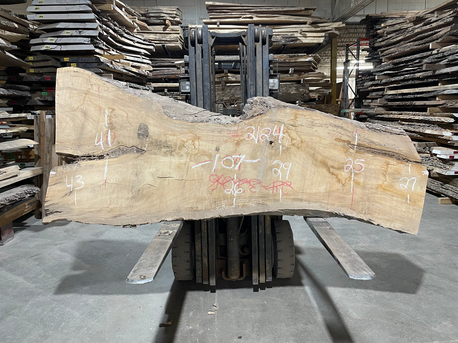 Maple - (2124) 107" L x 25-43" W x 3" T