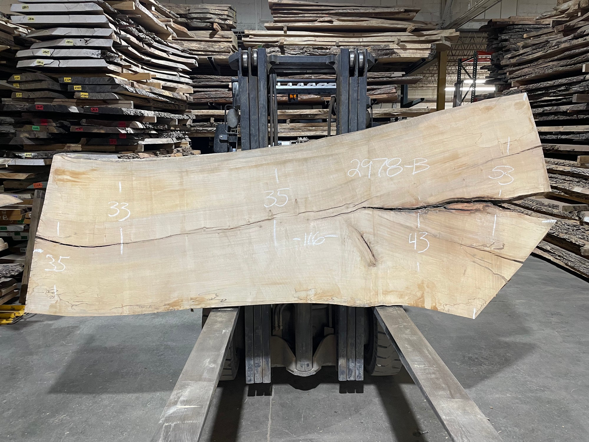 Maple - (2978) 116" L x 33-53" W x 3" T