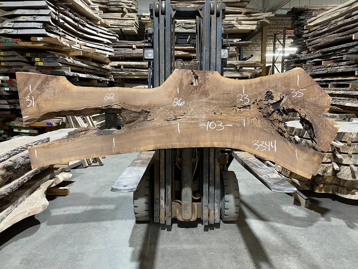 Walnut (3344) 103” L x 22-35” W x 2.5” T