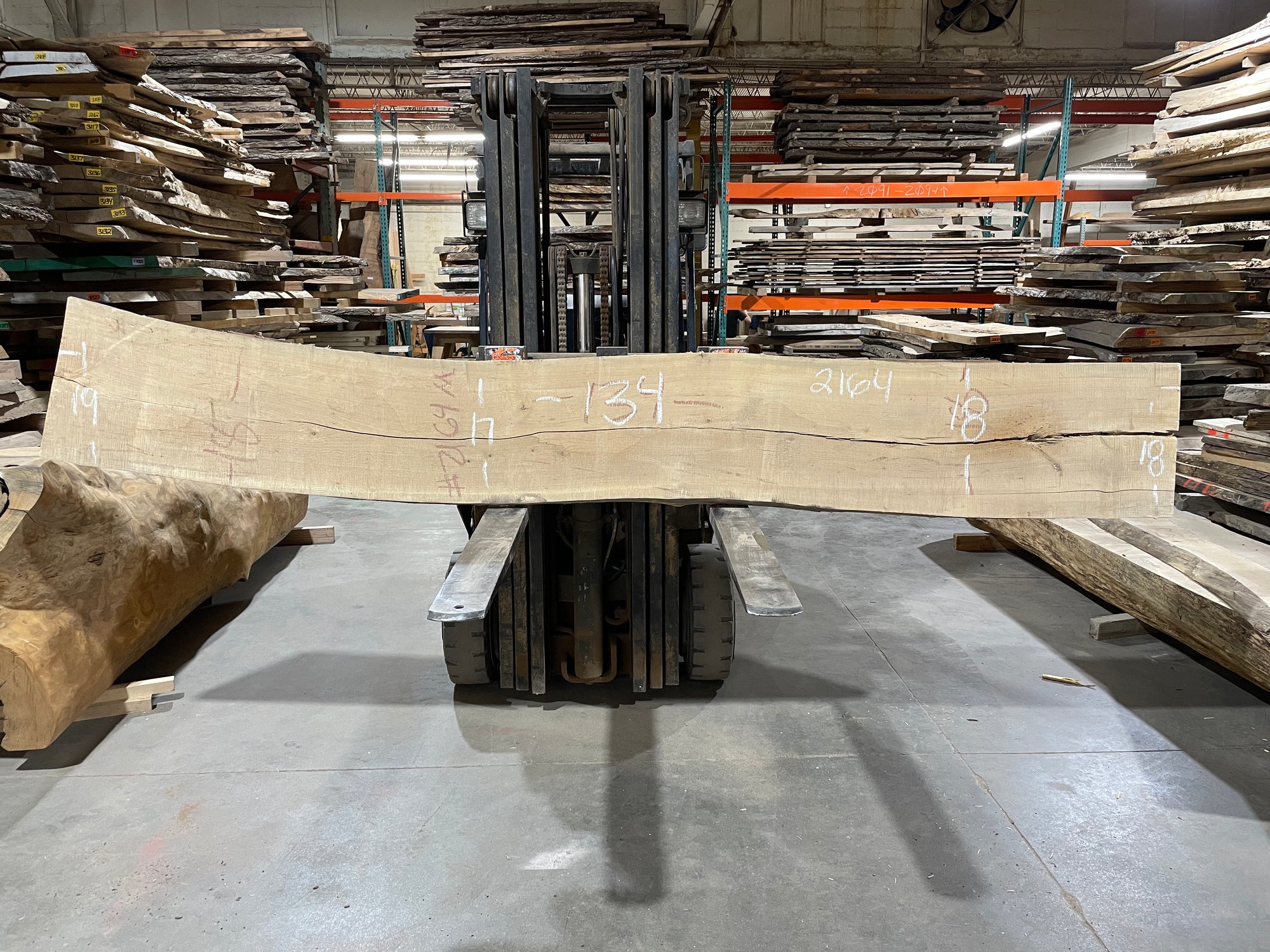 Maple (2164)  134” L x 17-19” W x 2.5” T