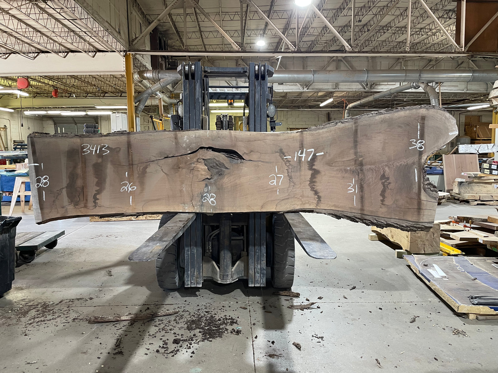 BLACK WALNUT (3413) 147” L x 26-38” W x 2.5” T