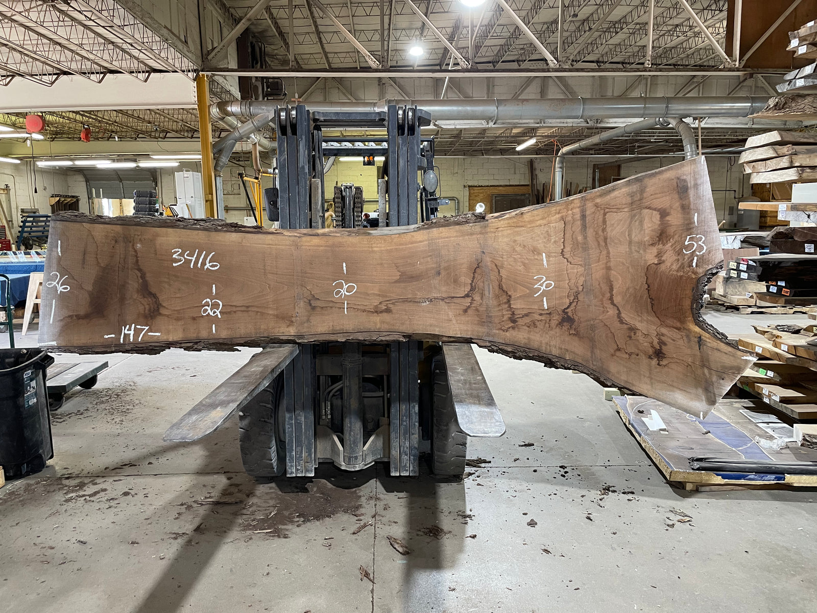 BLACK WALNUT (3416) 147” L x 20-53” W x 2.5” T