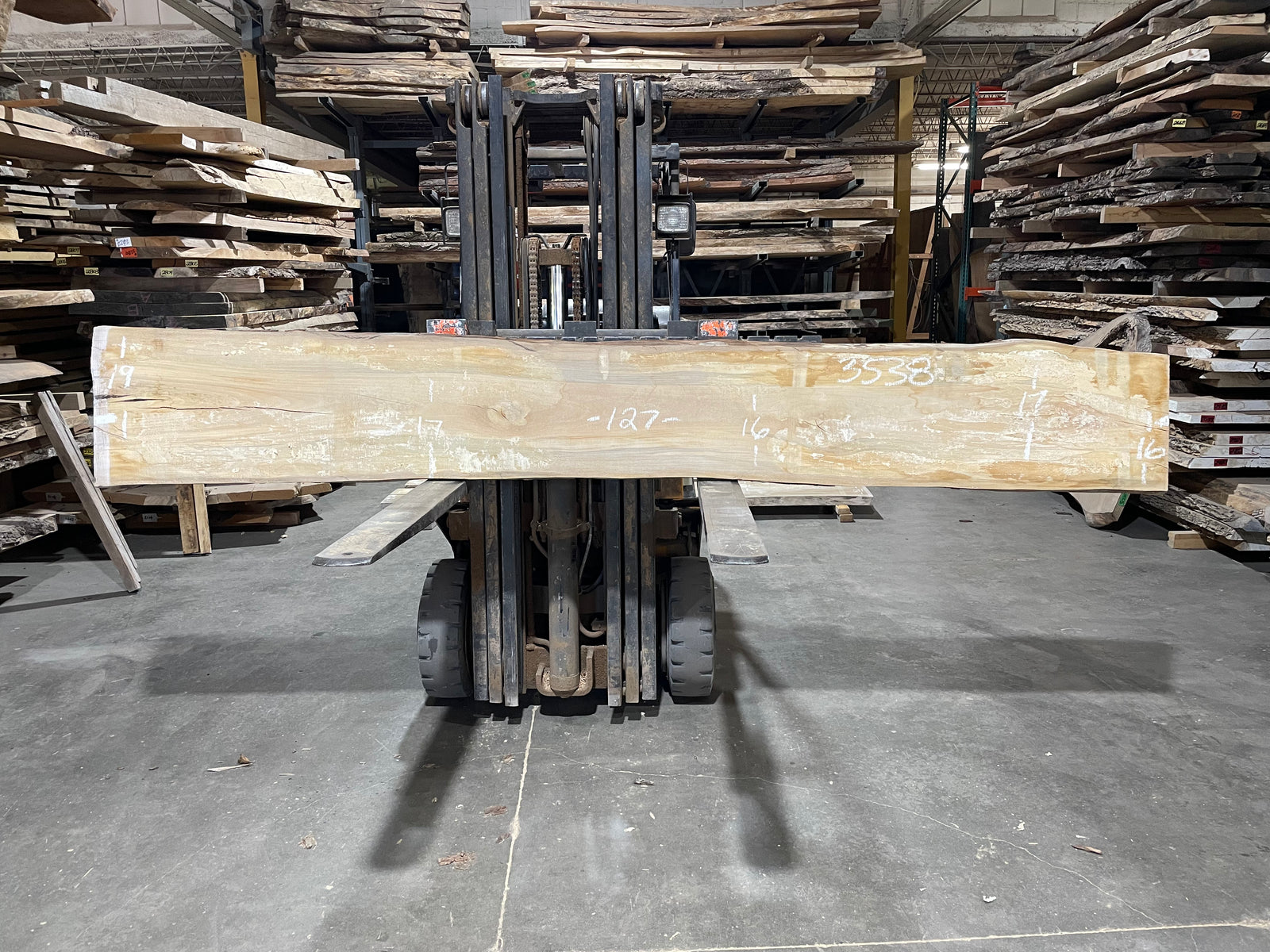 Sycamore (3538) 128” L x 17-19” W x 2.5” T