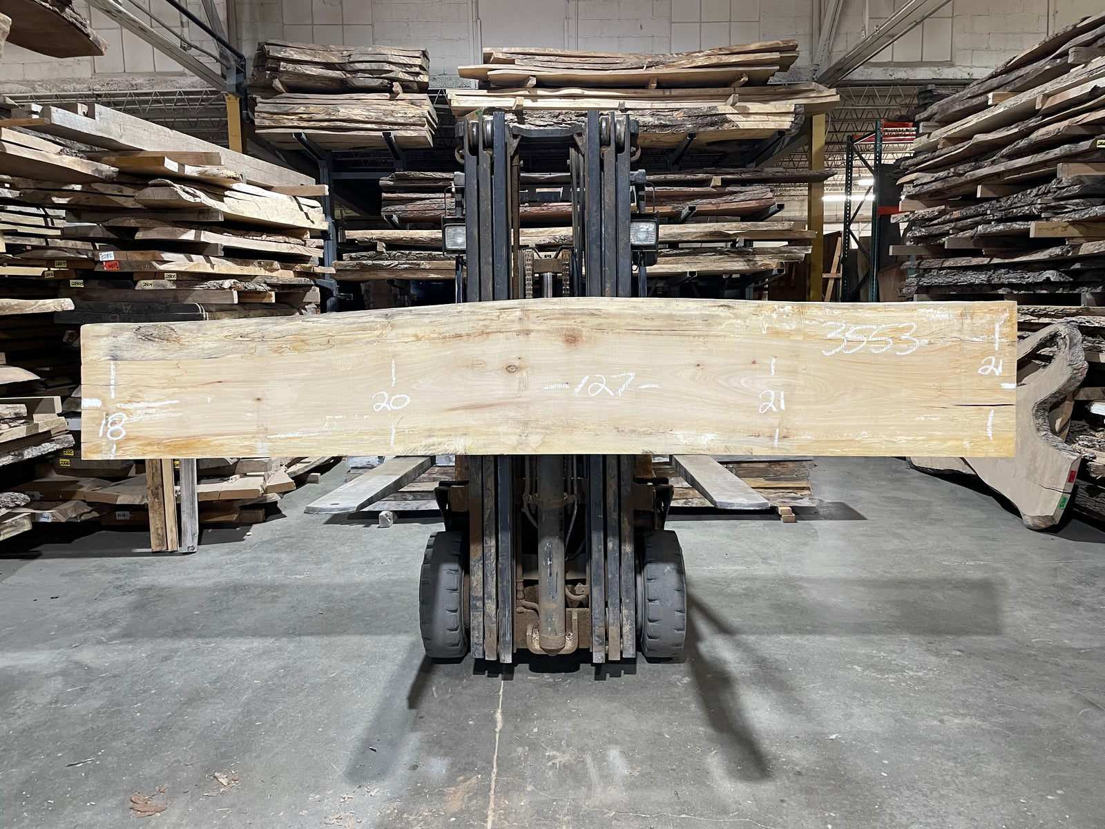 Sycamore (3553) 127” L x 18-21” W x 2.5” T