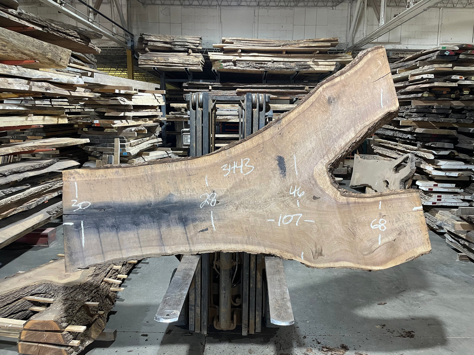 BLACK WALNUT (3443) 107” L x 28-68” W x 3” T