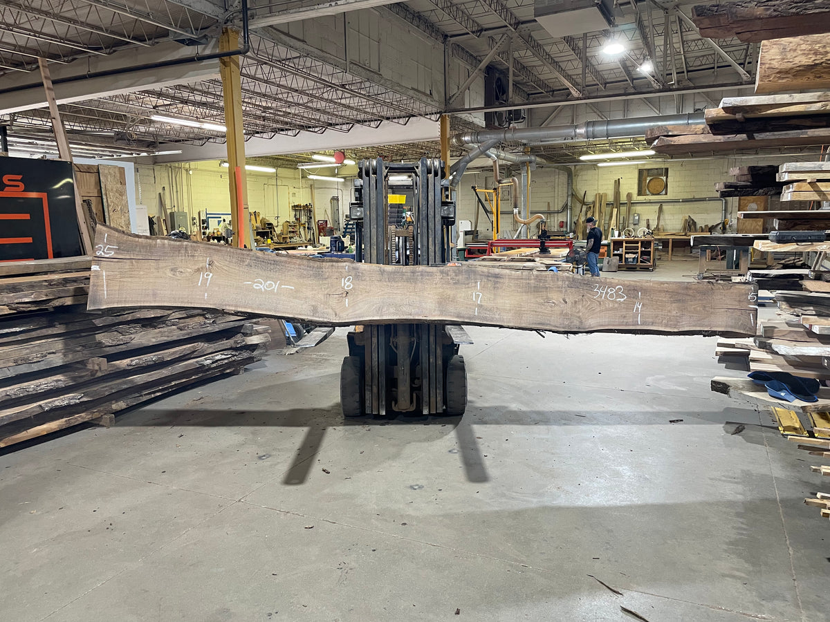 BLACK WALNUT (3482) 201” L x 17-22” W x 3” T (BOOKMATCH w/ 3483*)