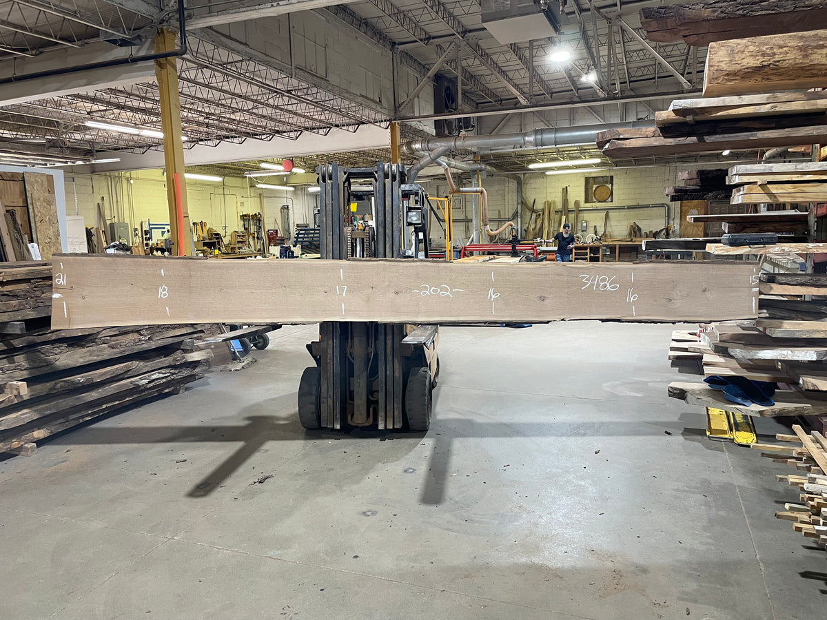 BLACK WALNUT (3485) 202” L x 15-20” W x 3” T (BOOKMATCH w/ 3486*)