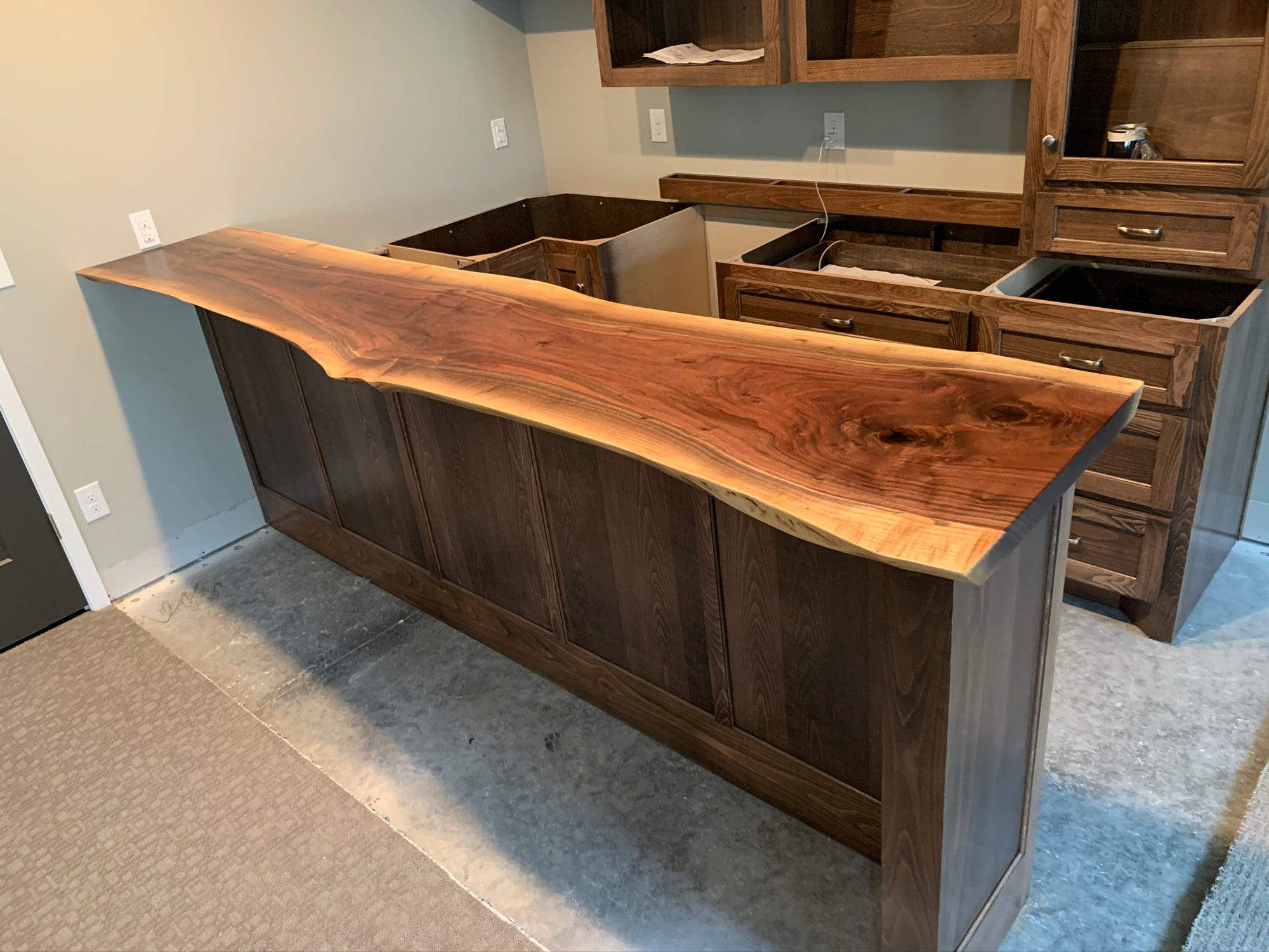 Curly Black Walnut Live Edge and Epoxy Bar Top