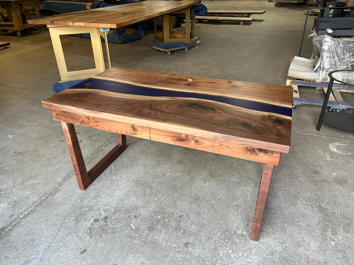 Walnut Epoxy River Desk