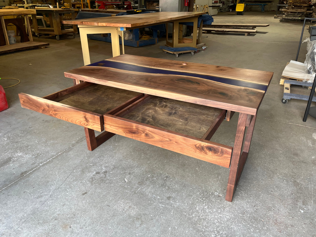 Walnut Epoxy River Desk