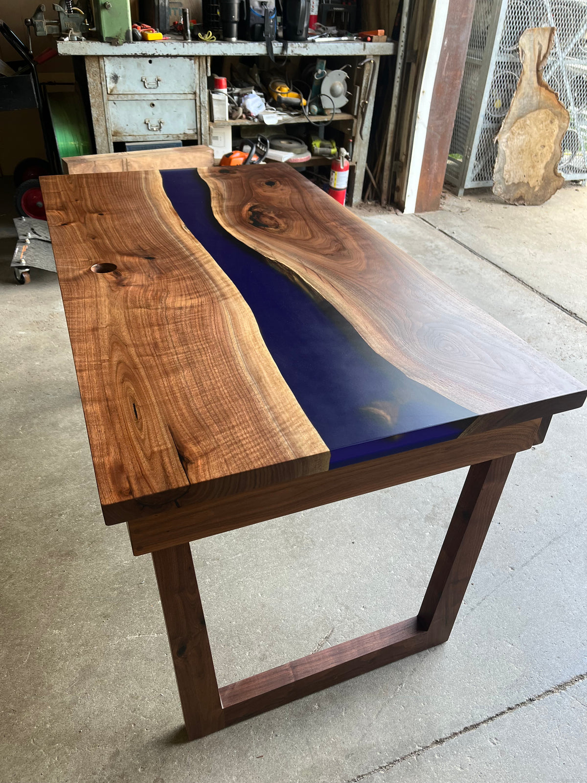 Walnut Epoxy River Desk
