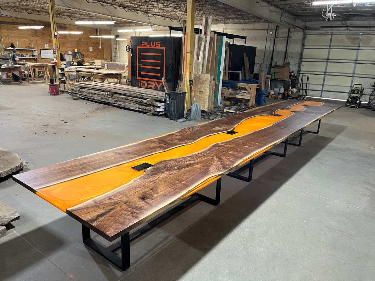 Walnut epoxy river table