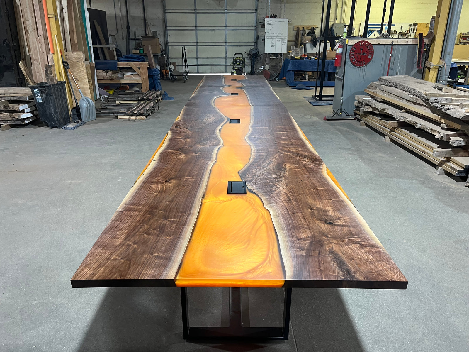 Walnut epoxy river table