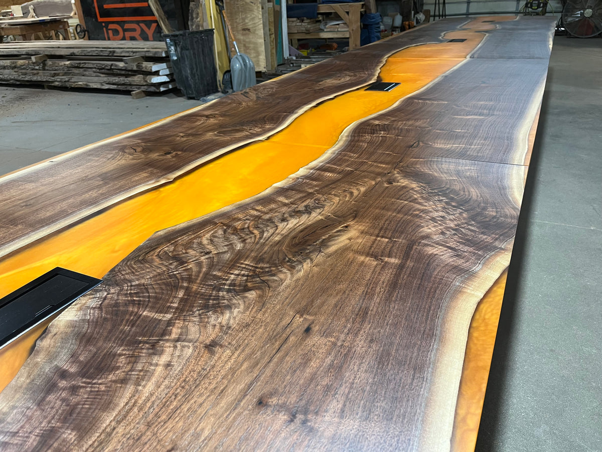 Walnut epoxy river table