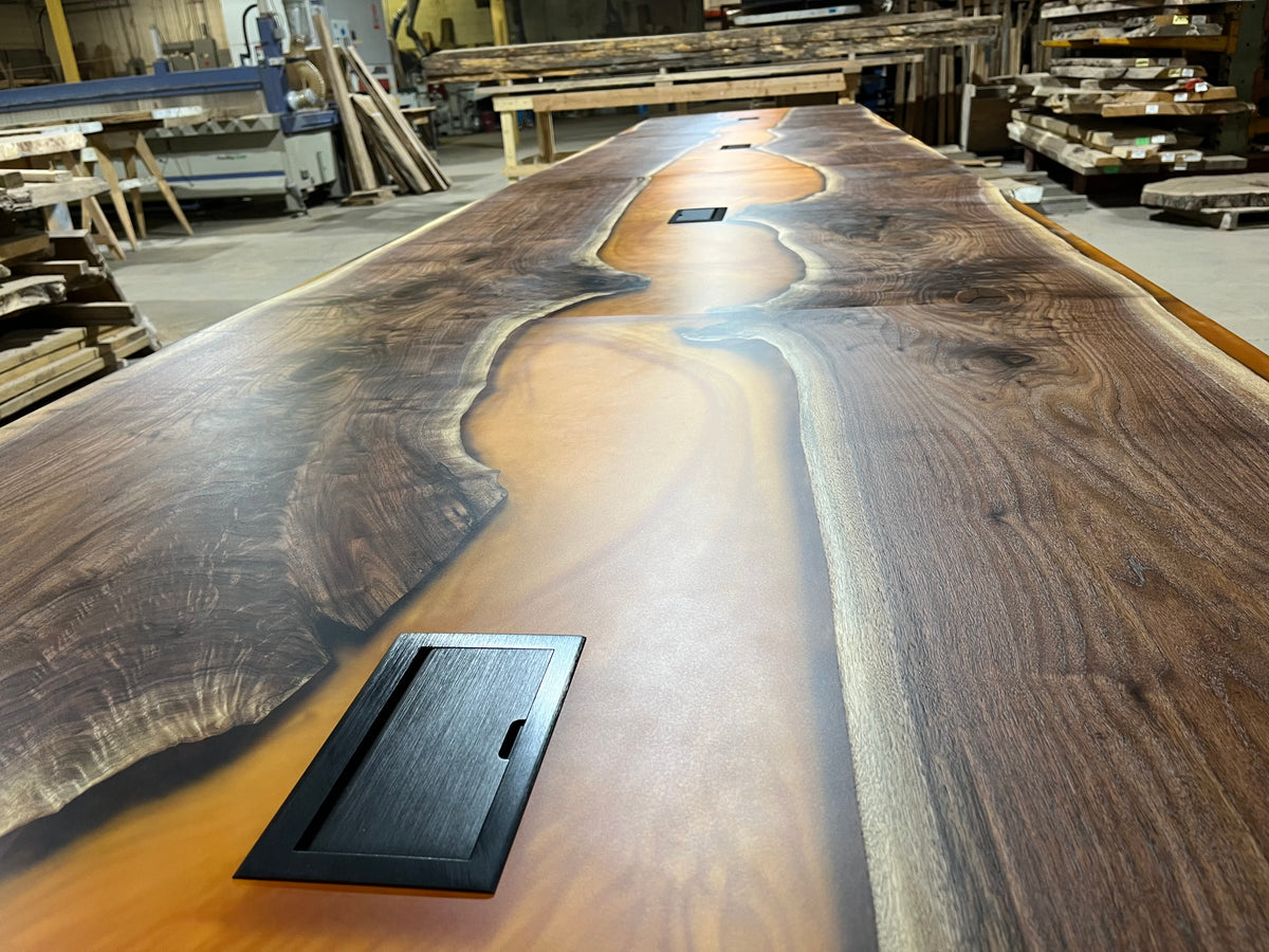 Walnut epoxy river table