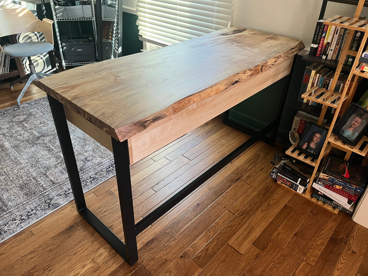 Maple Live Edge Desk 306 - KC Custom Hardwoods