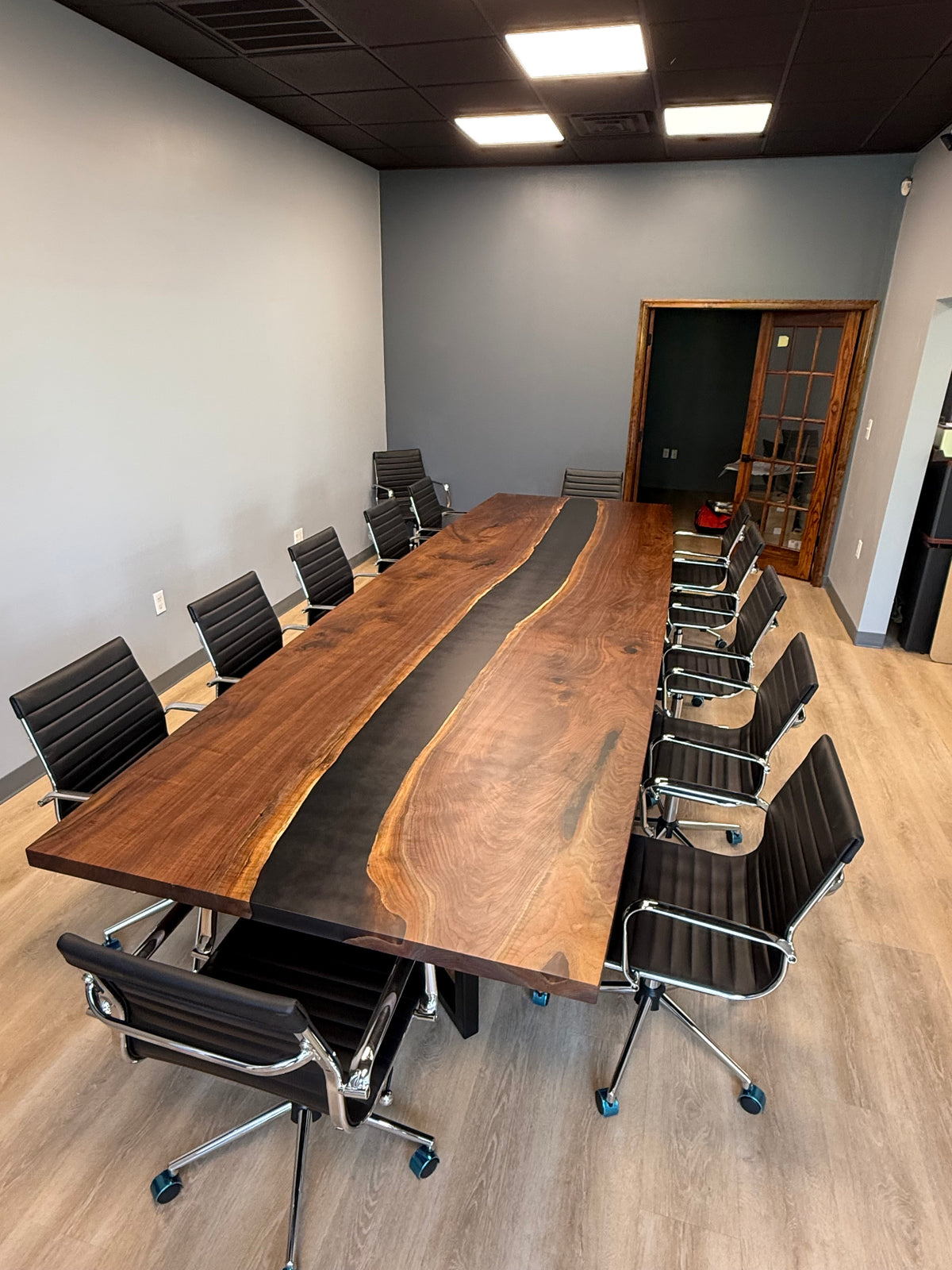 Walnut epoxy river conference table