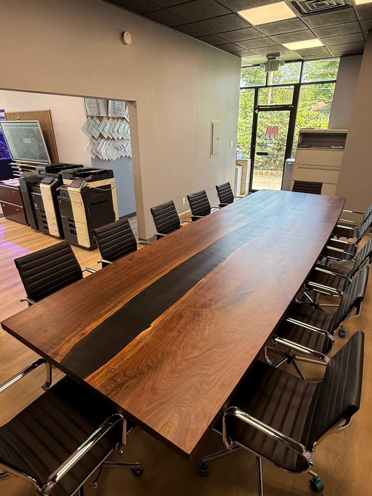 Walnut epoxy river conference table