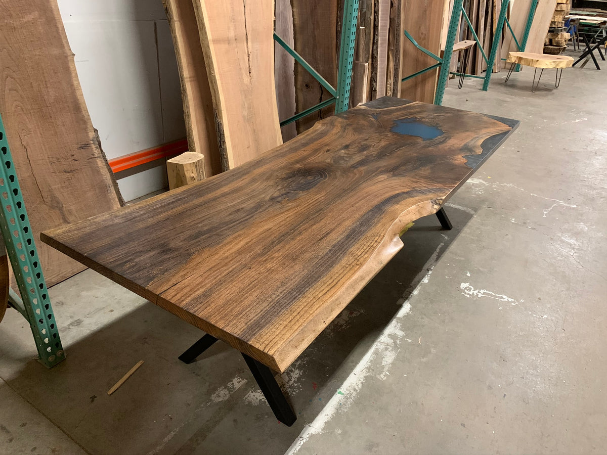 Live Edge Oak Epoxy Casted Dining Table