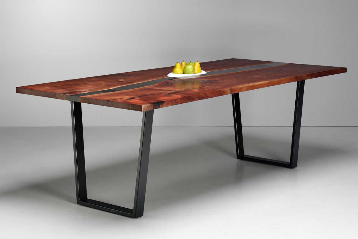 Black Walnut Epoxy River Dining Table with Smokey Epoxy (8&#39; long)