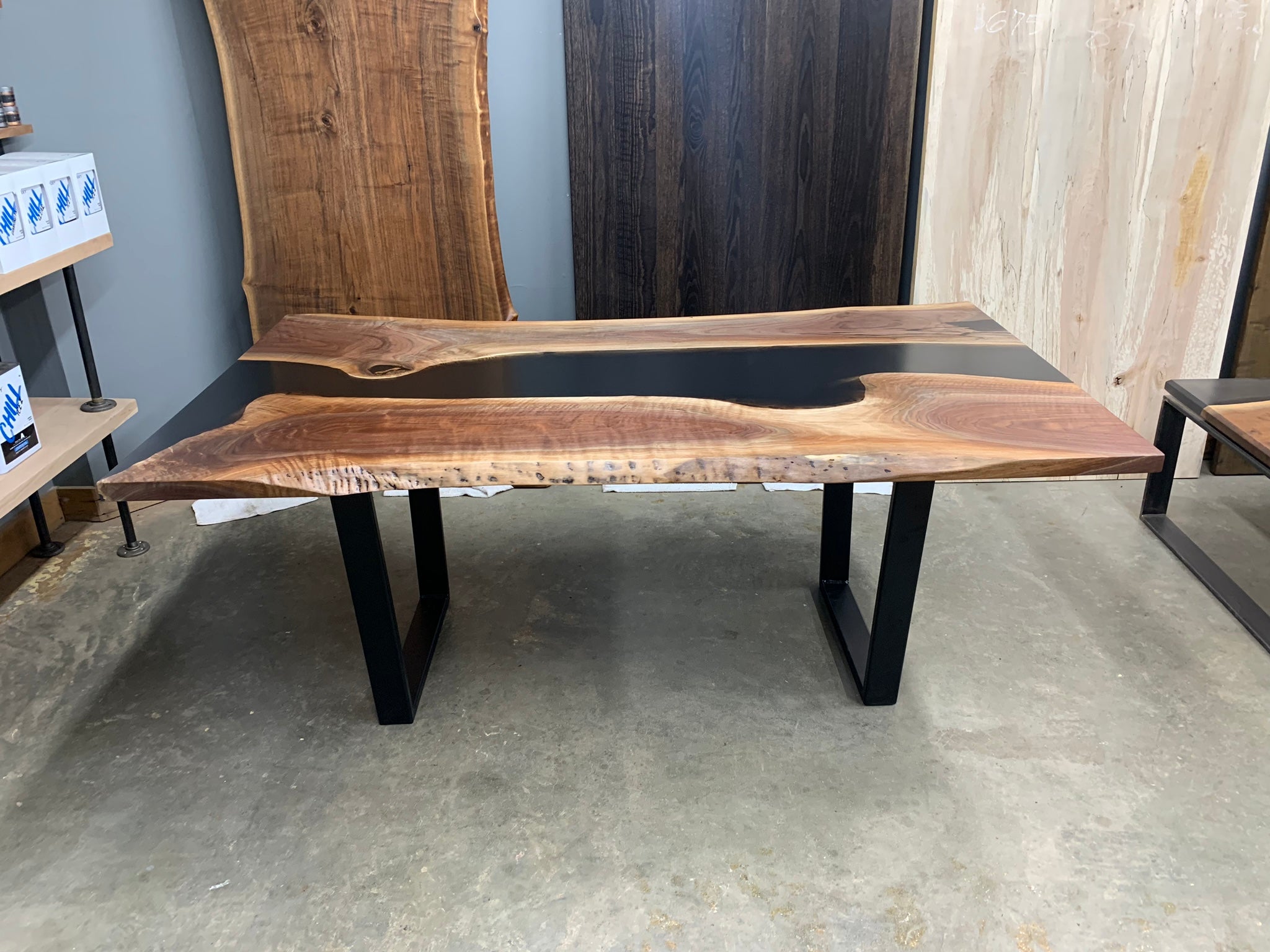 Custom 16' Resin Conference Table - Live Edge Wood River Table