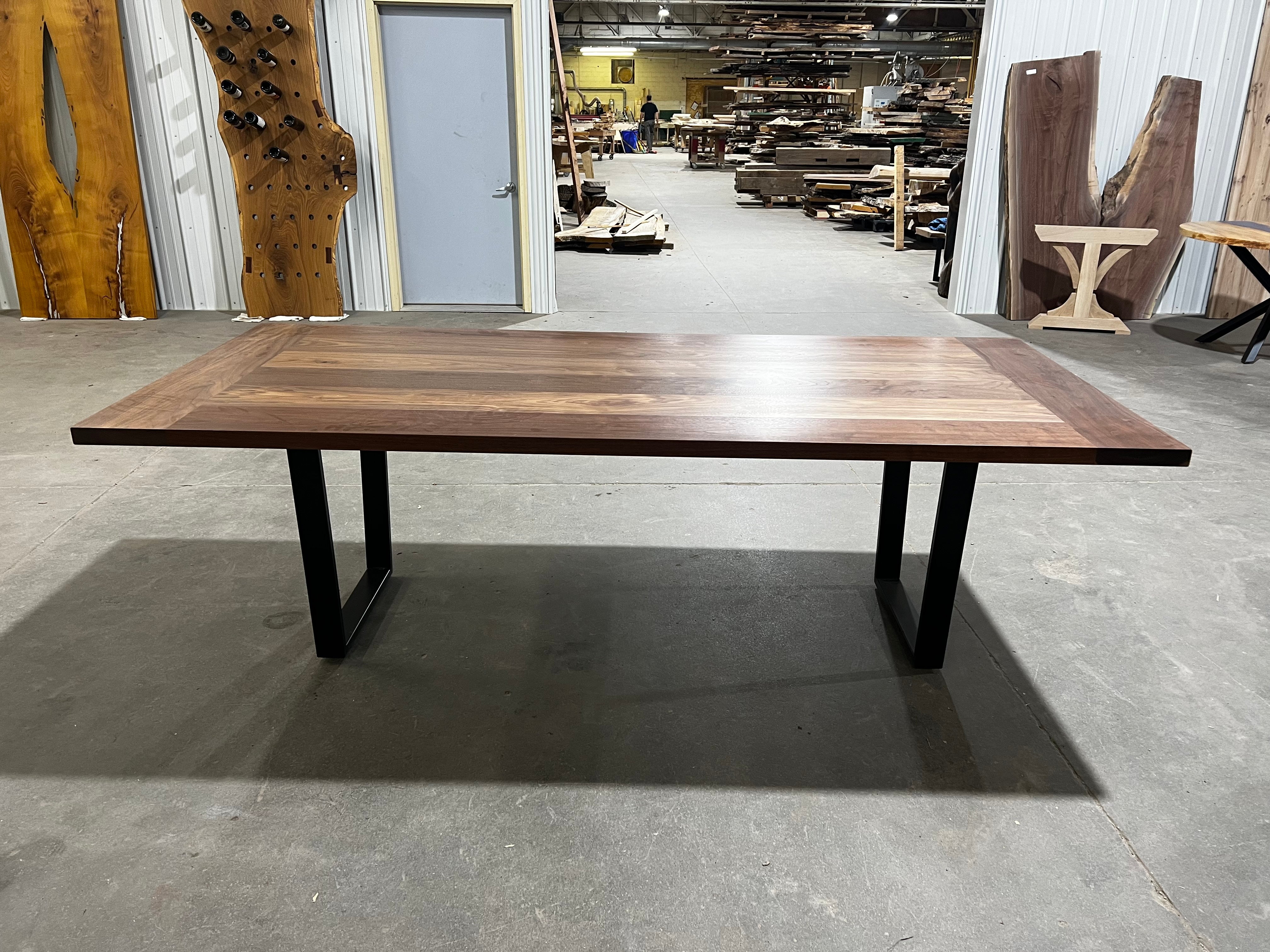 Walnut Dining Table, Large Wood Dining Room Table, Custom Walnut Harvest  Table on Steel Legs, Industrial Dining Table 