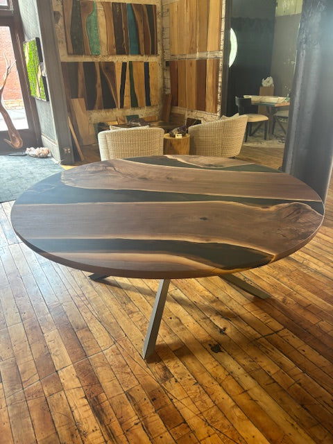 Black Walnut Epoxy Casted Dining Table