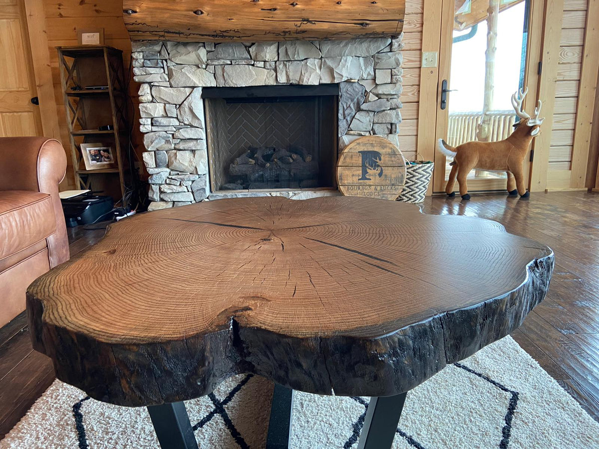 Stained Red Oak Crosscut Coffee Table
