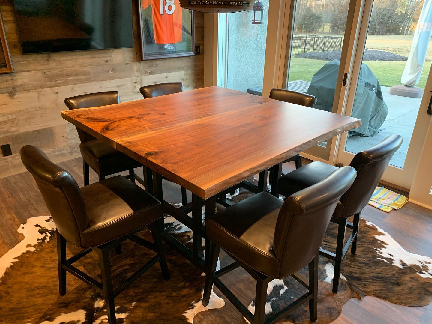 Live Edge Black Walnut Bookmatch Bar Table