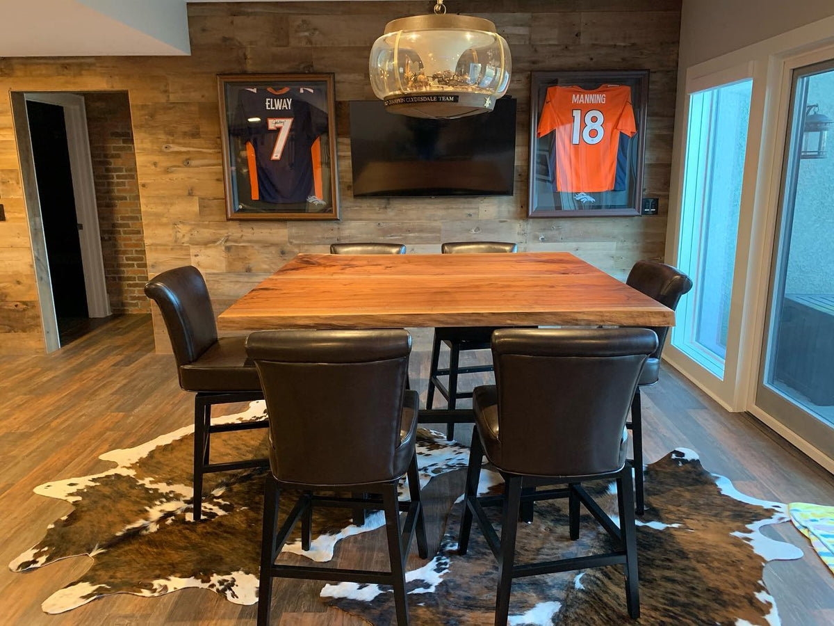 Live Edge Black Walnut Bookmatch Bar Table