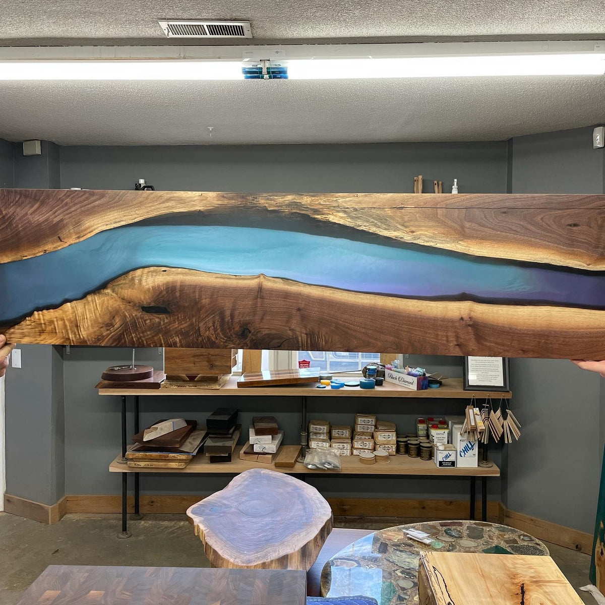 Black Walnut Epoxy River Bathroom Vanity Facade