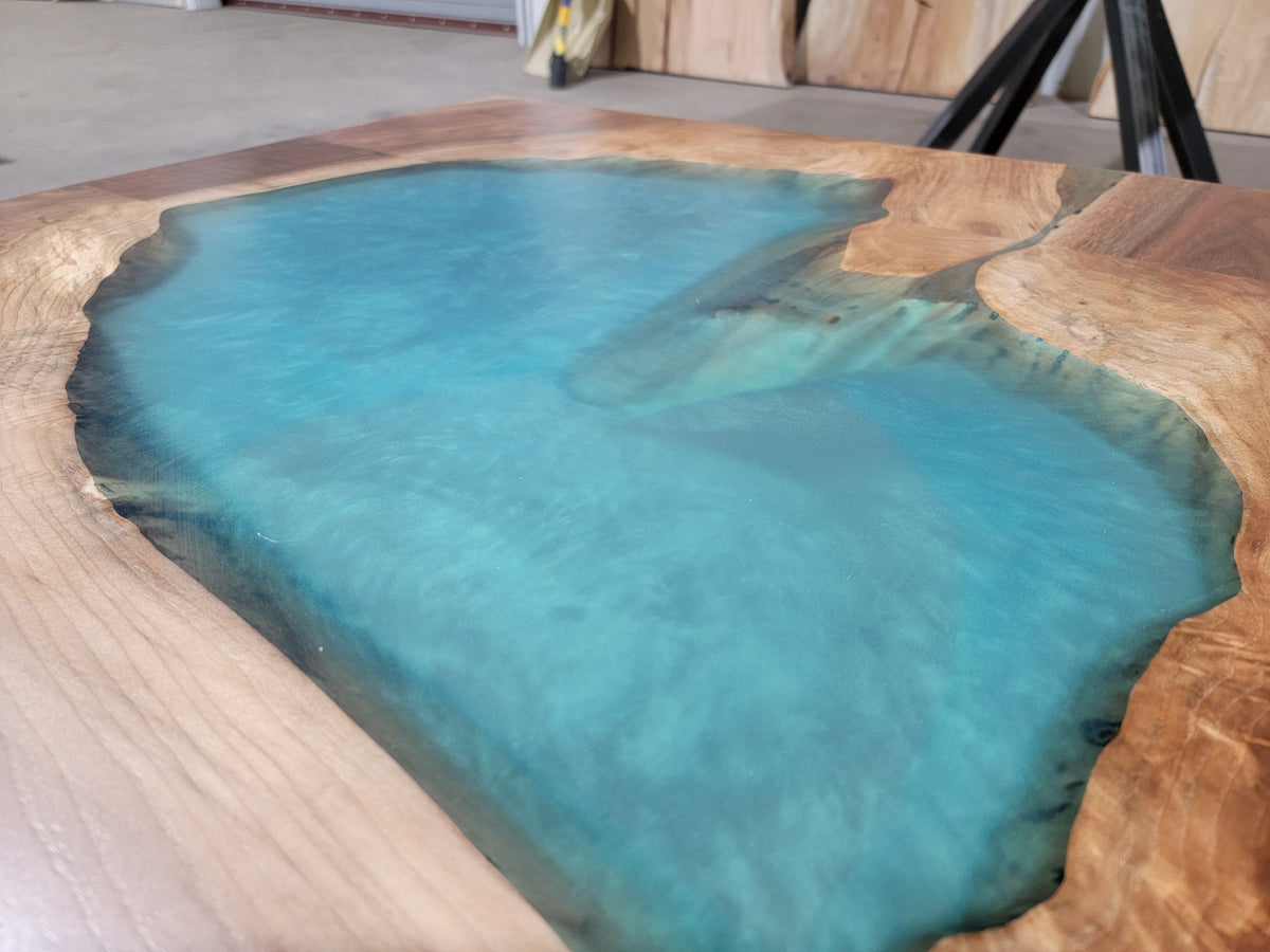 Black Walnut with blue Epoxy Coffee Table