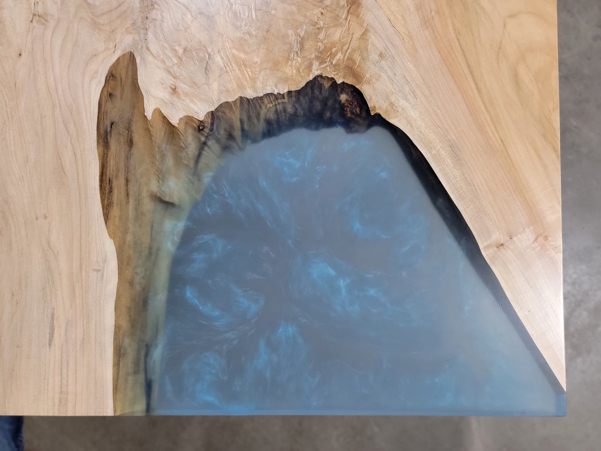 Maple Dining Table with blue epoxy