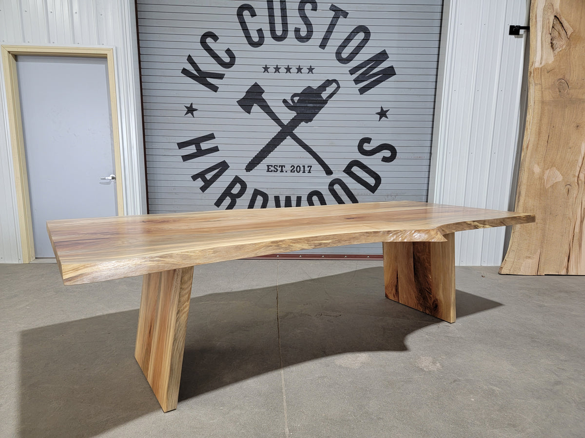 Live Edge Sycamore Dining Table on Cantalina Table Base
