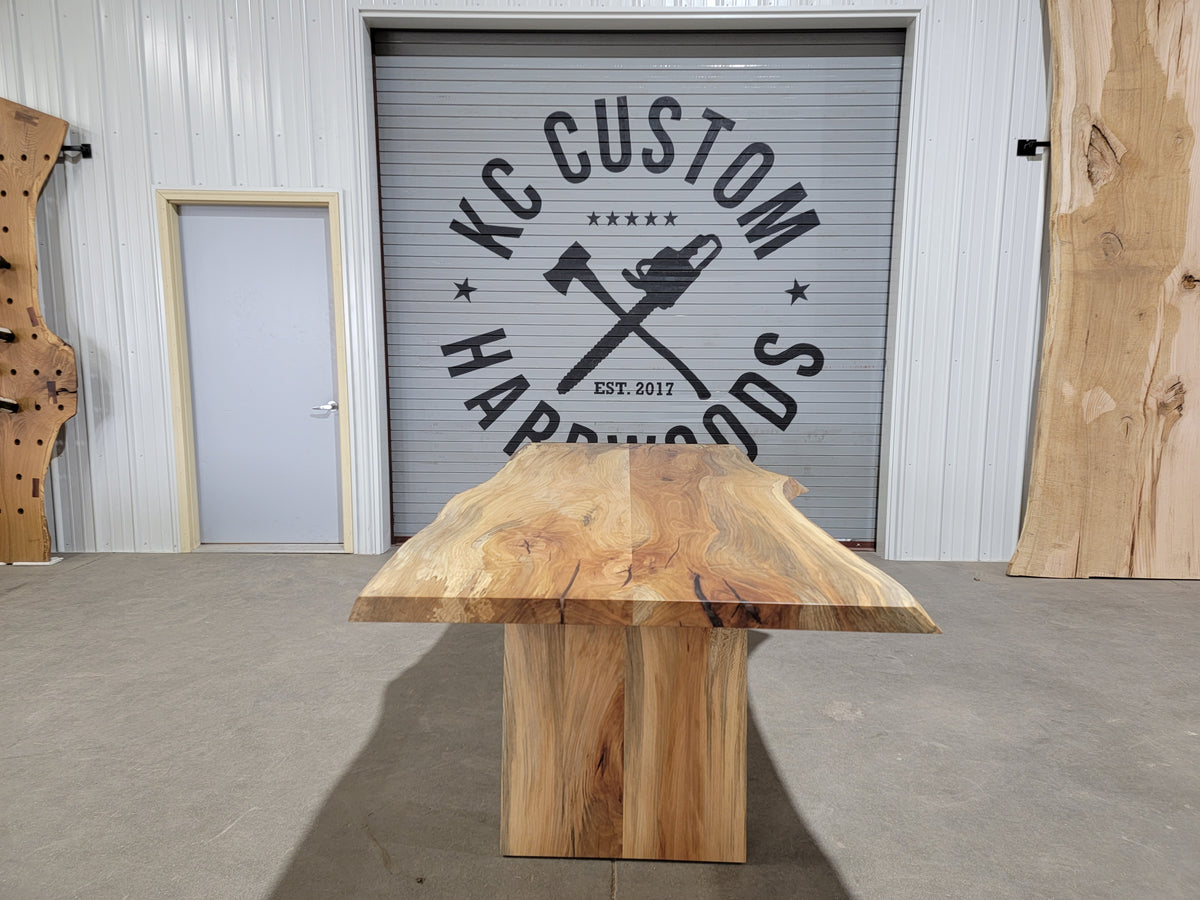 Live Edge Sycamore Dining Table on Cantalina Table Base