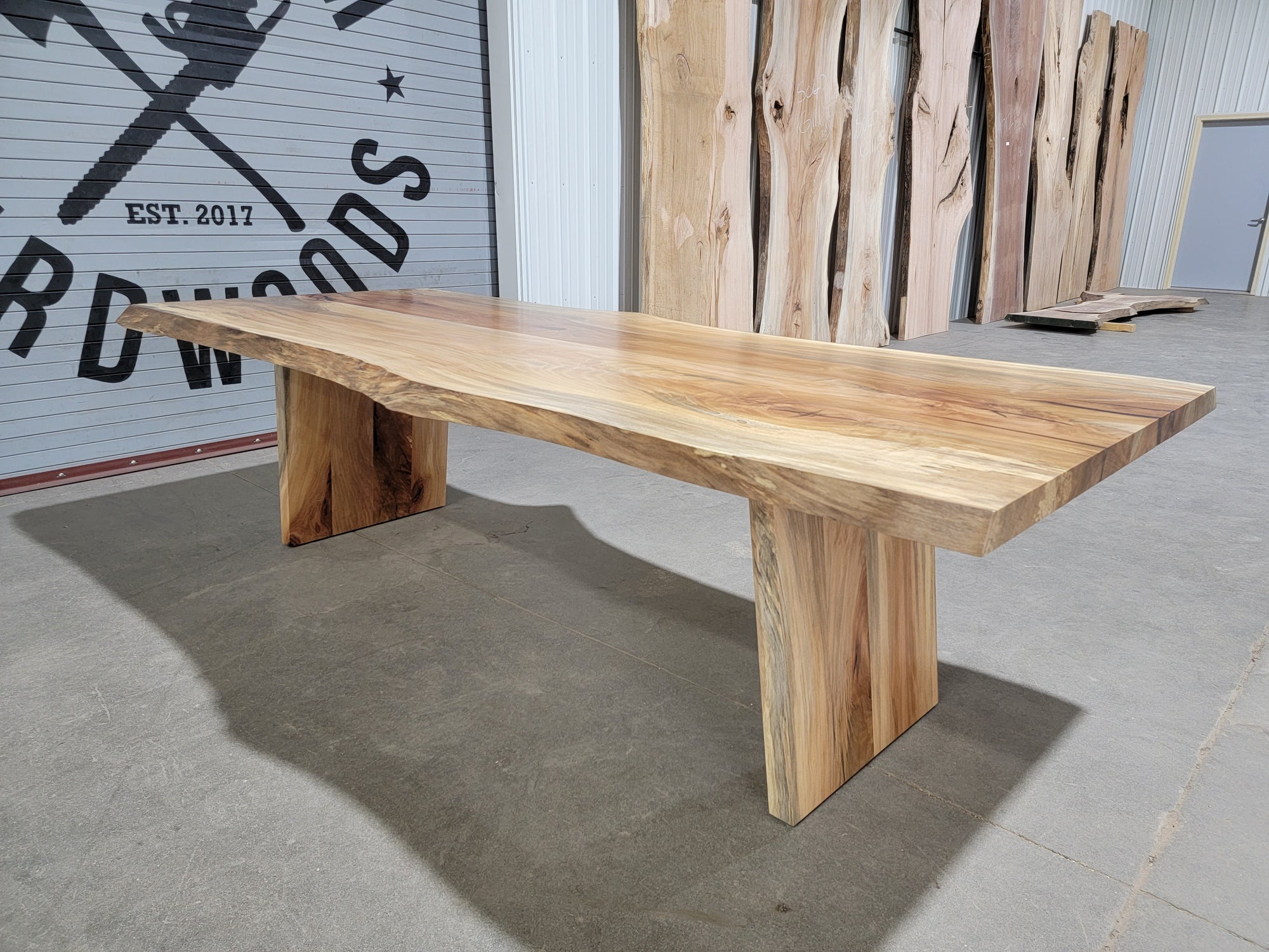 Live Edge Sycamore Dining Table on Cantalina Table Base