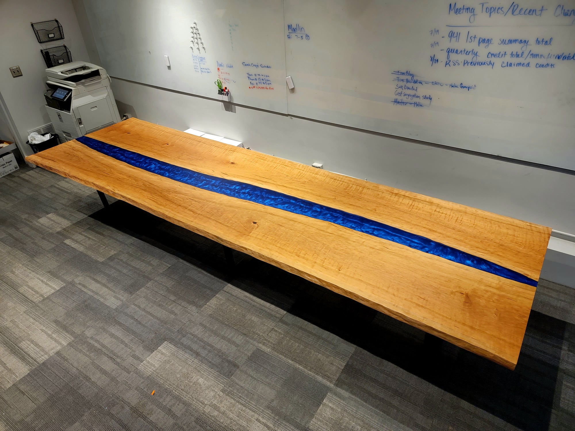 Live Edge Cherry Epoxy River Conference Table 357 - KC Custom Hardwoods