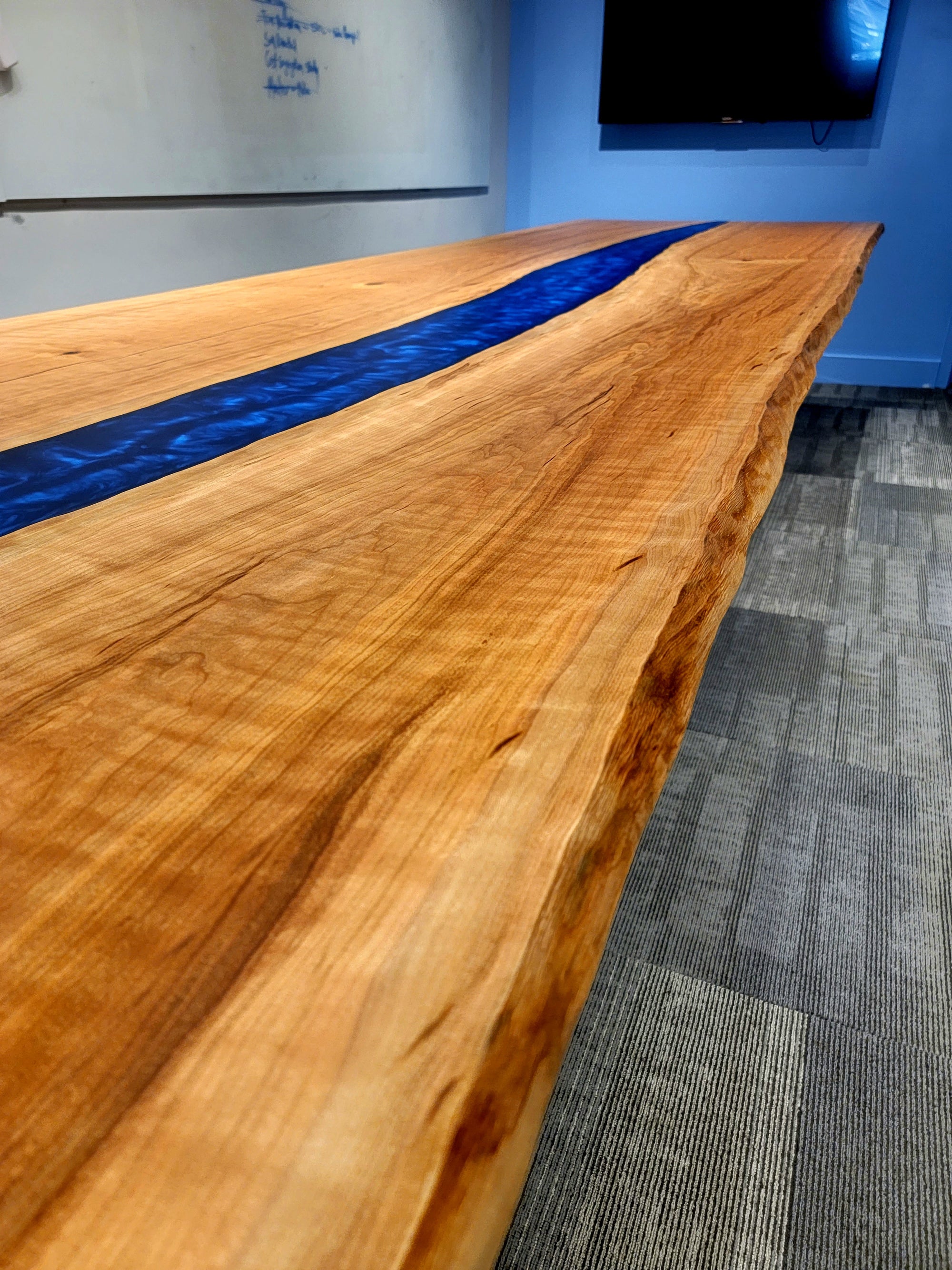 Live Edge Cherry Epoxy River Conference Table 357 - KC Custom Hardwoods