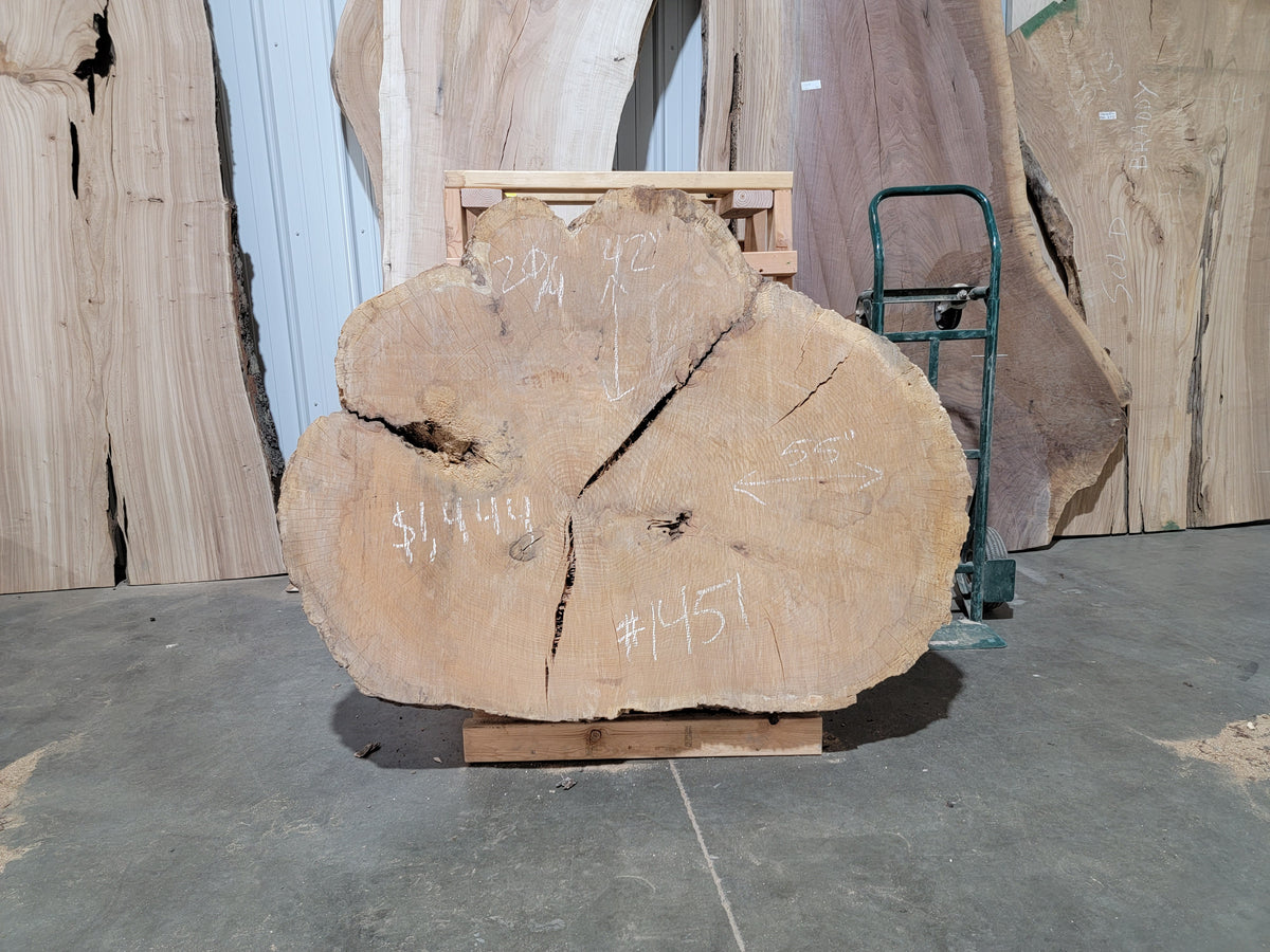 Red Oak Crosscut (1451)  55” L x 42” W x 5” T