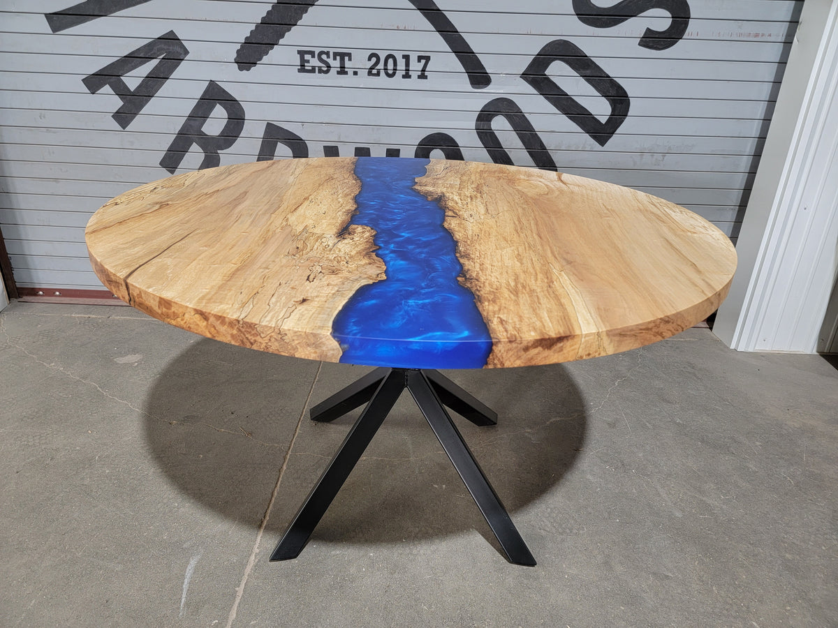 Maple Epoxy River Table with Blue Epoxy