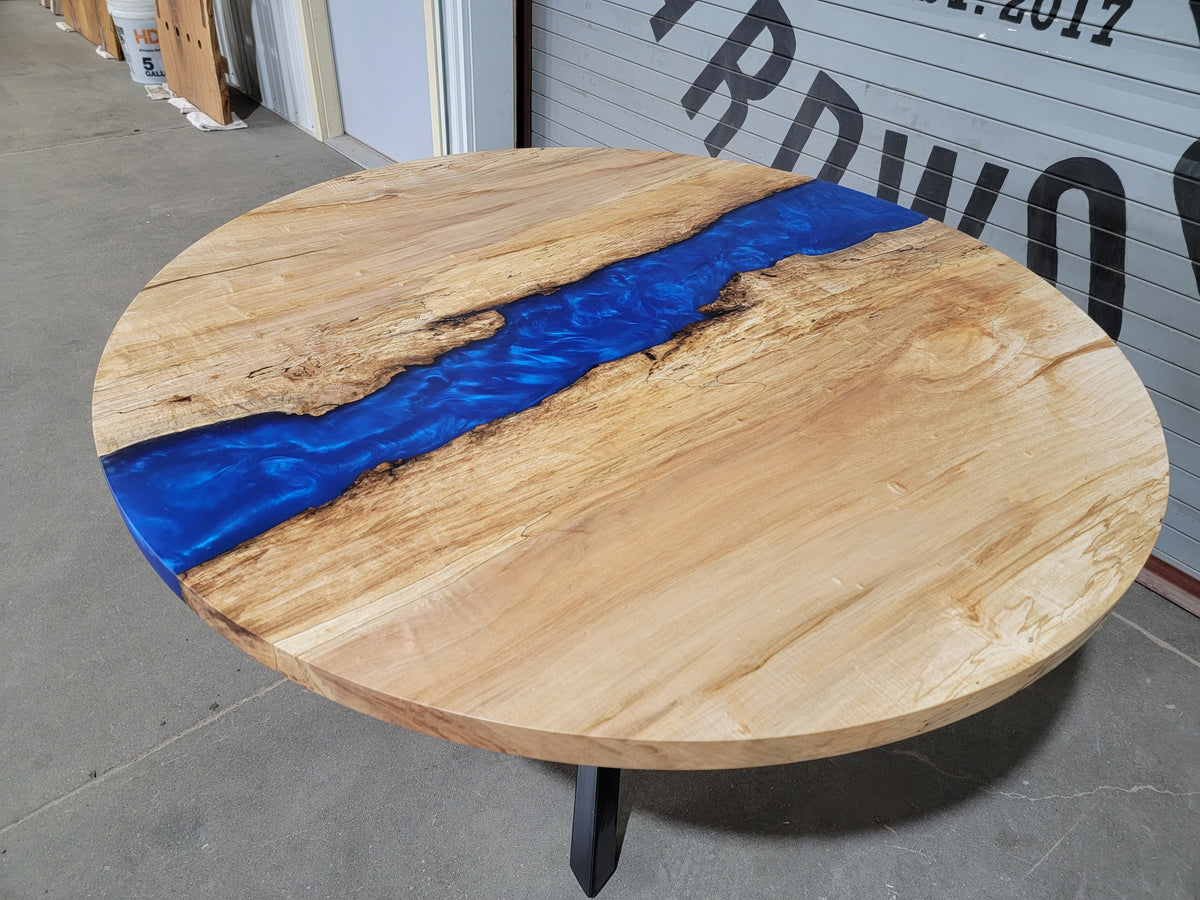 Maple Epoxy River Table with Blue Epoxy
