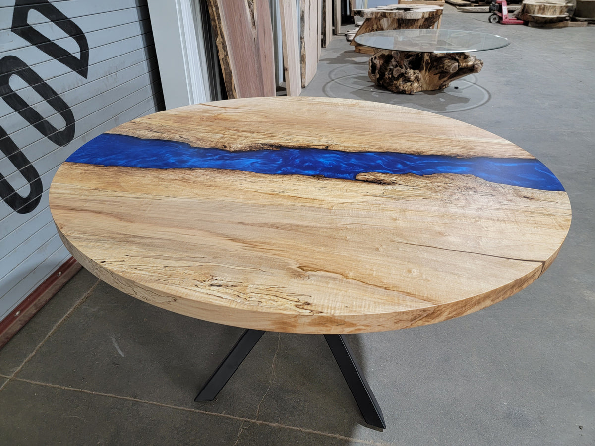 Maple Epoxy River Table with Blue Epoxy