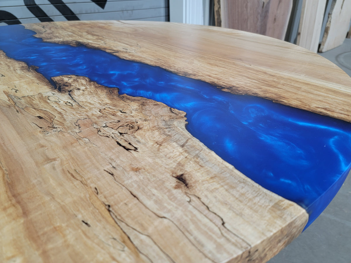 Maple Epoxy River Table with Blue Epoxy