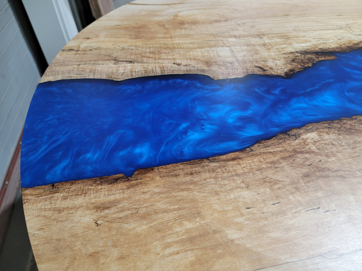 Maple Epoxy River Table with Blue Epoxy