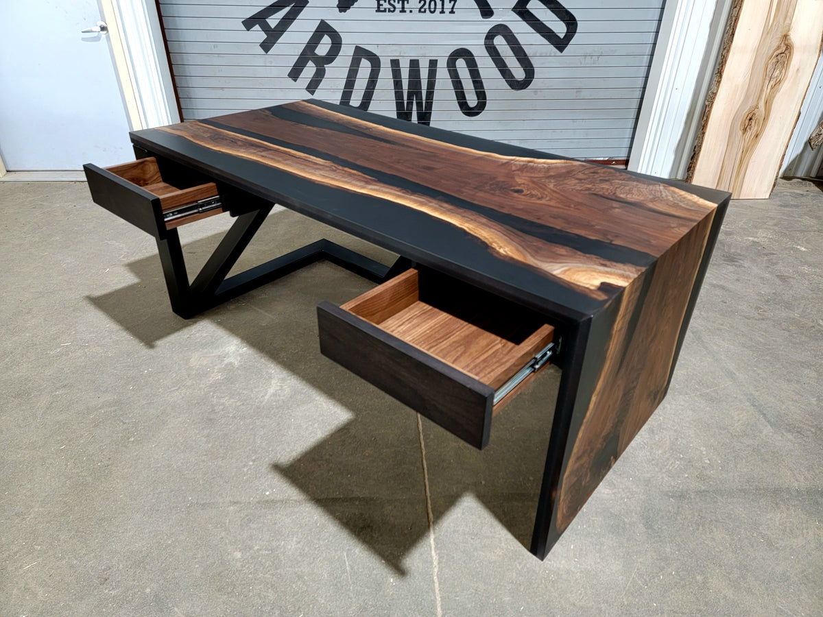 Black Walnut Waterfall Desk 366