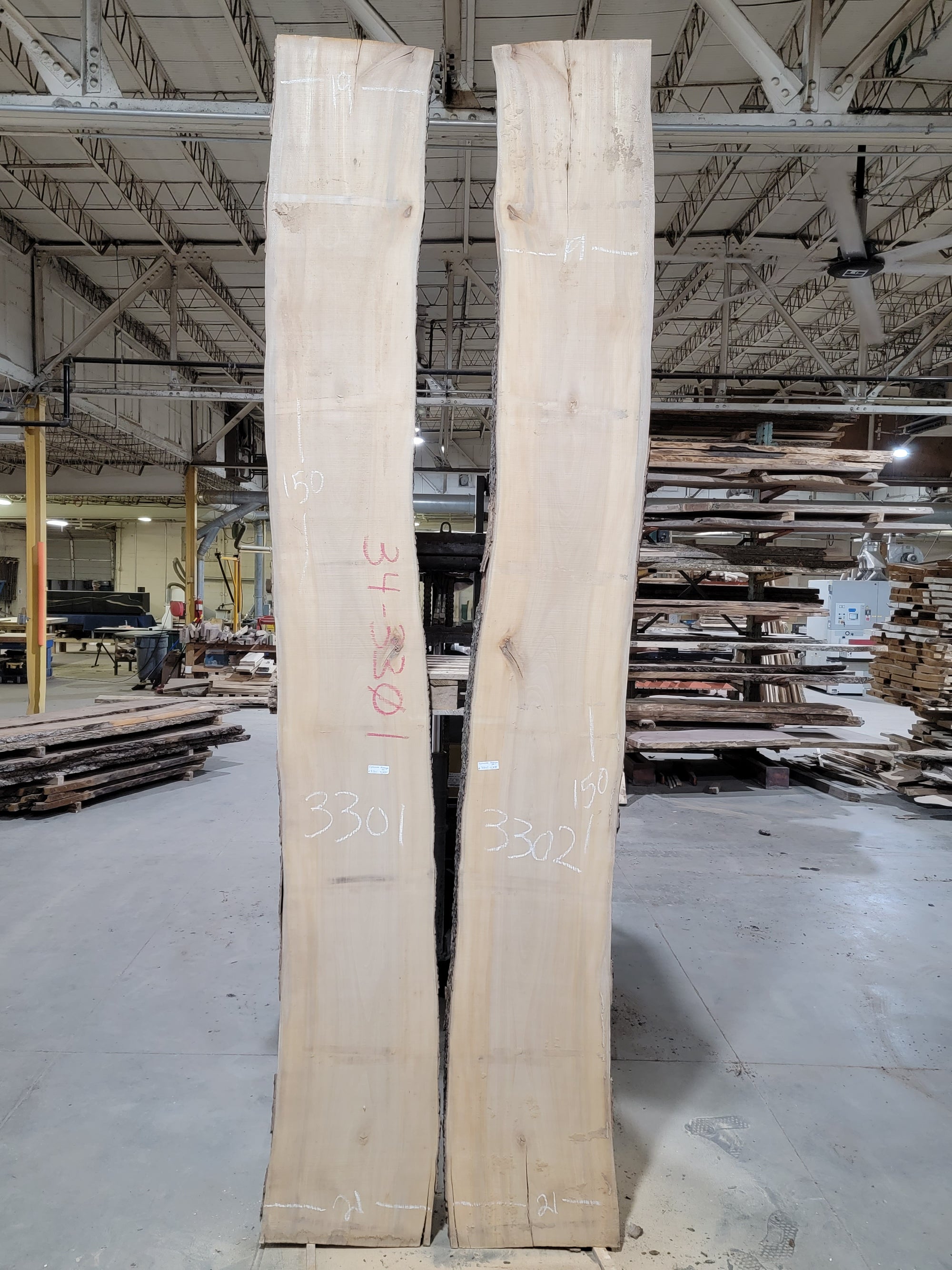 Sycamore Bookmatch  (3301) & (3302) 150” L x 19-21” W x 2.5” T