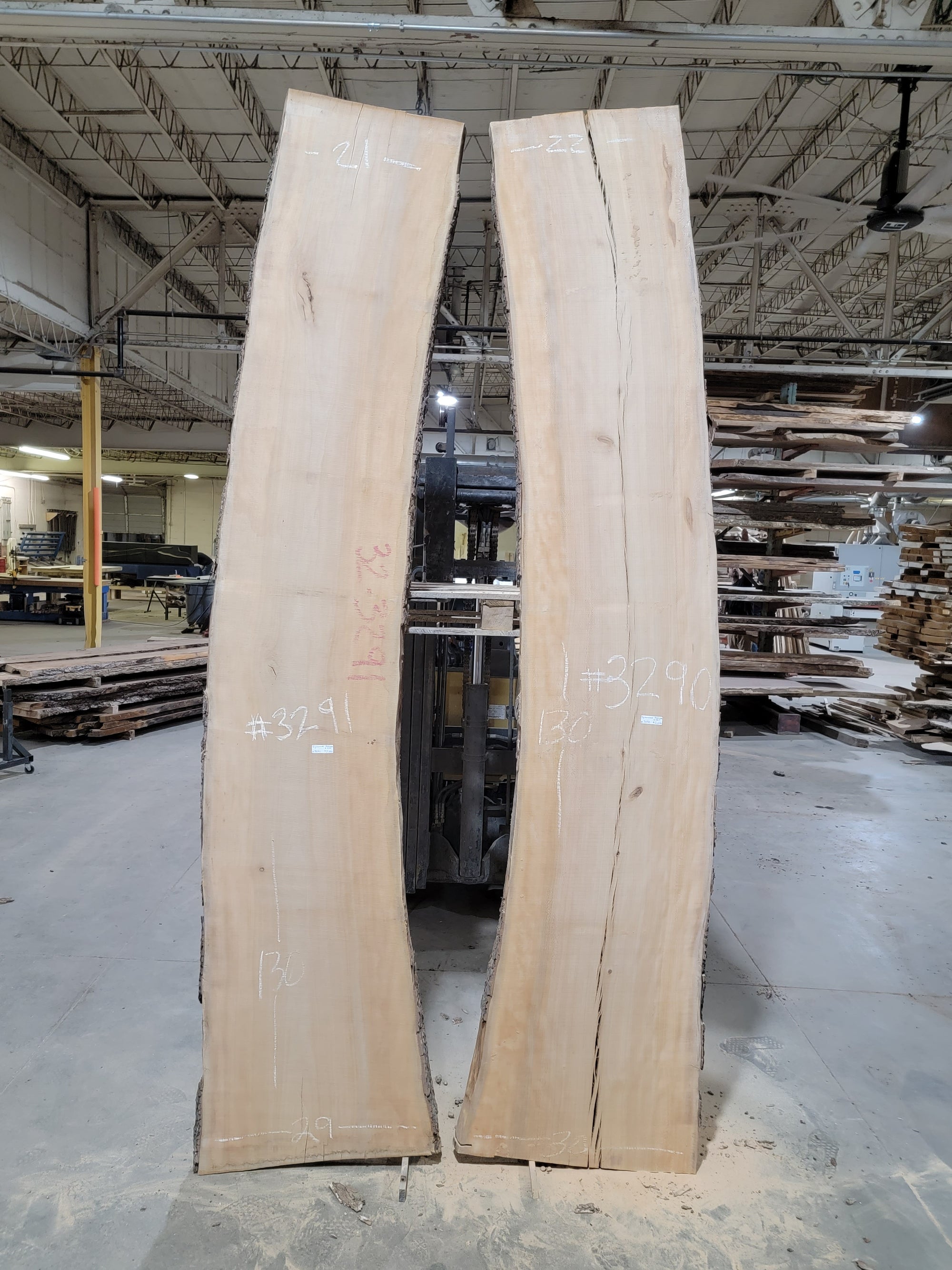 Sycamore Bookmatch  (3290) & (3291) 130” L x 21-29” W x 2.5” T
