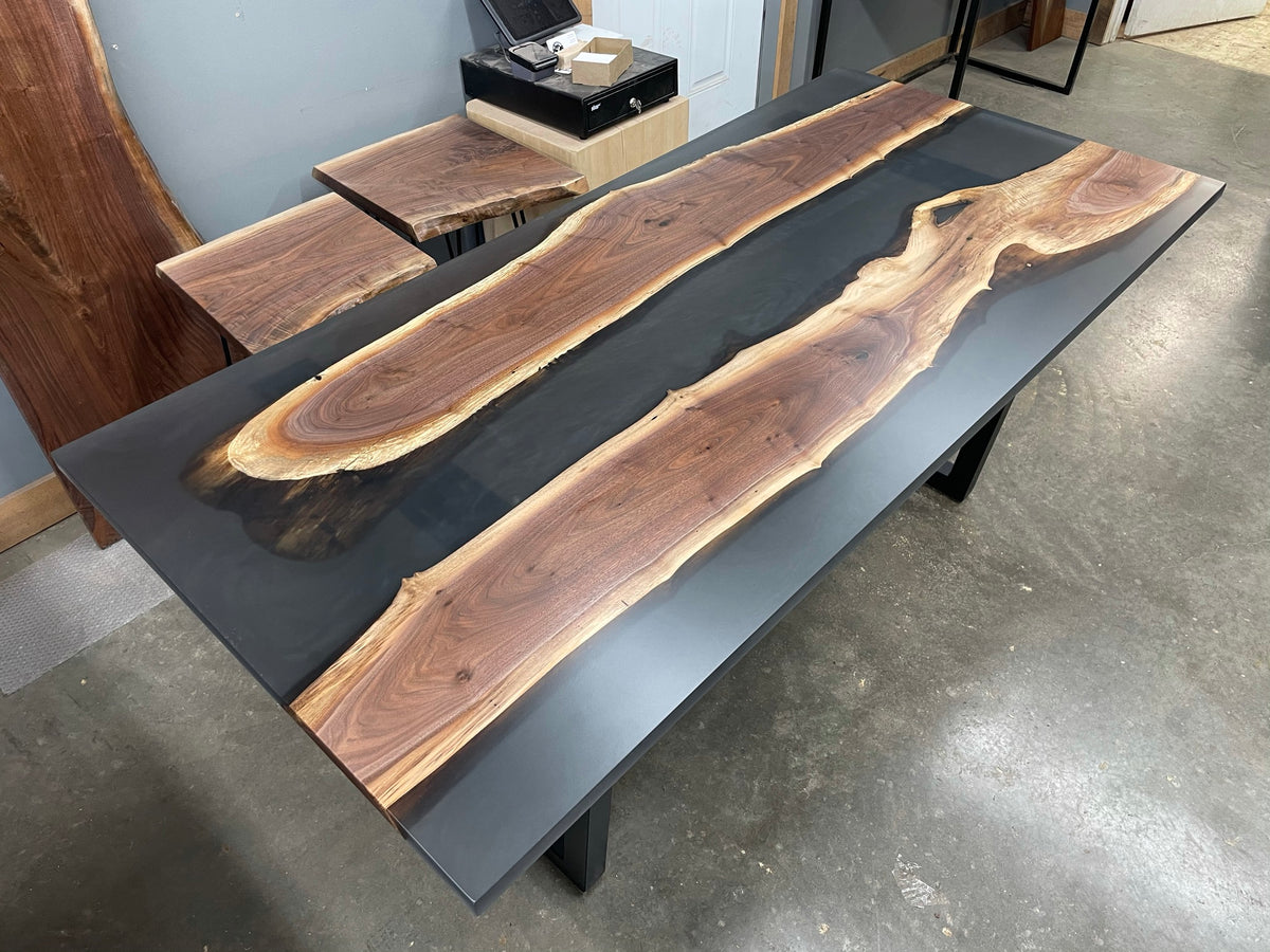 Black Walnut Epoxy River Dining Table