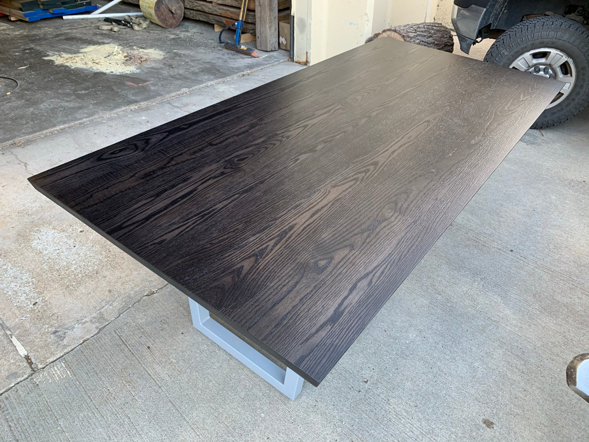 Red Oak Dining Table with Black Stain